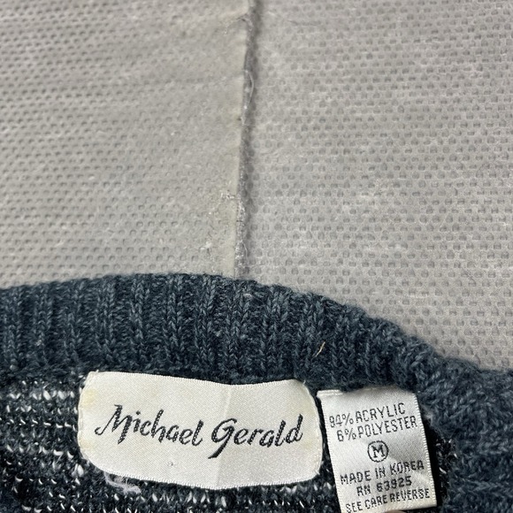 VTG Michael Gerald Sweater Mens Medium Geometric Aztec Cosby Abstract Knit 90s - Picture 5 of 11